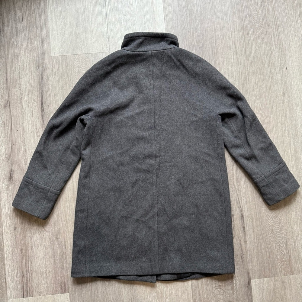 London Fog Charcoal Pea Trench Coat Size M Wool Blend Winter Cozy Warm - Picture 2 of 14